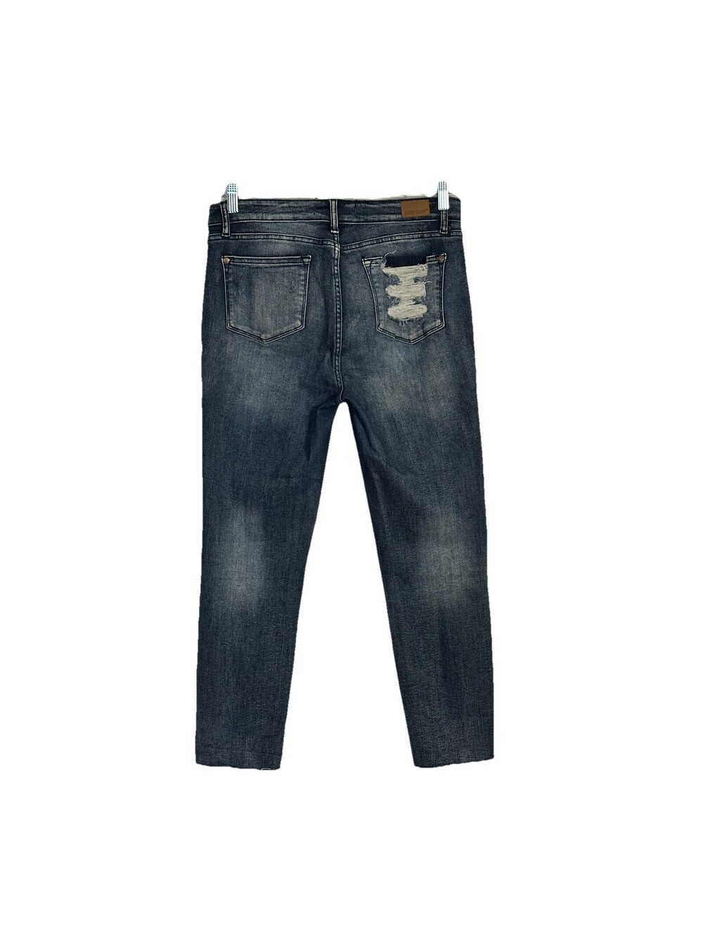 Judy Blue Women’s 9/29 Relaxed Fit Jeans Distressed Raw Hem High Rise Med Wash - Picture 2 of 12